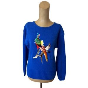 Vintage 1980s IB Diffusion Silk & Angora Bird Sweater Size Small